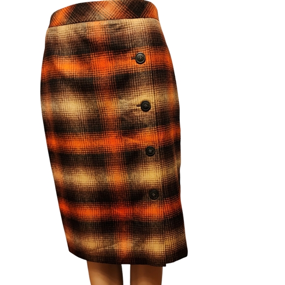 Classiques Entier Wool Blend Plaid Pencil Skirt - Picture 3 of 10